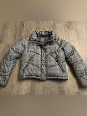 Aeropostale Gray Plaid Quilted Puffer Jacket